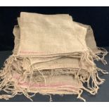 Fifty hessian sacks, each 330mm x 790mm