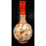 A Japanese Kutani bottle vase, 26cm, painted character mark in red, late 19th century