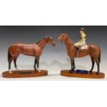 A Beswick Connoisseur model, Arkle with Pat Taaffe, matte glaze, wooden stand, 33cm high; another,