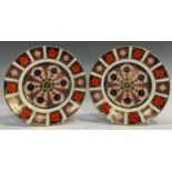 A pair of Royal Crown Derby Imari 1128 pattern side plates, 21.5cm diameter, seconds
