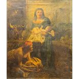 Continental School (18th/19th century) Madonna and Child, in the Stable, with Ox and Attendant oil