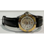 A lady's Breitling stainless steel chronometre, mother-of-pearl dial, baton indicators, date