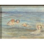 English School Bathers oil on panel, 18.5cm x 23.5cm