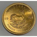 A South African gold Krugerrand, 1oz fine gold, 1982