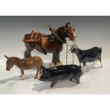 A Beswick model, of a Shebeg Goat, 12.5cm high; a Beswick model, of a Berkshire Boar, boxed; others,