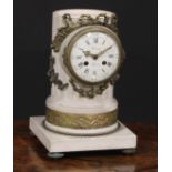 A 19th century gilt bronze mounted cararra marble architectural mantel clock, in the Grand Tour