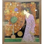 Fermer Portrait of a Lady, in the manner of Gustav Klimt signed, mixed media, 45.5cm x 39cm