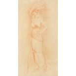 Fremie (French, early 20th century) Portrait of a Lady of Fashion signed, red chalk drawing, 48cm