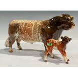 A Beswick model, of a Shorthorn Bull, Champion Gwersyly Lord Oxford 74th; another, Shorthorn Calf (