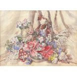 Phyllis L Hibbert (Bn.1903) Still Life, Flowers in a Bowl signed, watercolour, 55cm x 76cm