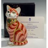 A Royal Crown Derby paperweight, Cheshire Cat, John Sinclair exclusive, limited edition 53/500, gold