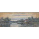Robert Winchester Fraser (1848-1906) The Gentle River, signed, watercolour, 27cm x 72cm