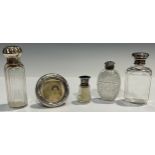 A George V silver mounted scent bottle, Birmingham 1911; others; a circular photograph frame,