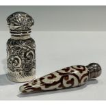 An Edwardian silver scent bottle, Birmingham 1905; a Victorian silver and glass scent bottle,