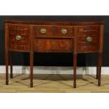 A Regency mahogany bowfront sideboard or serving table, possibly Scottish, 90.5cm high, 137cm