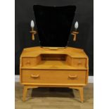 A retro mid-20th century G Plan Brandon oak vanity station or dressing chest, 132cm high, 91.5cm