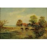 William Langley (active 1880 - 1920) Cottage by the Bridge signed, oil on canvas, 40cm x 60cm