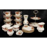 A Royal Albert Old Country Roses pattern part tea service; others, vase, clock, etc