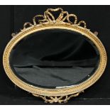 A 19th century oval giltwood and gesso pier glass, bevelled mirror plate, the frame applied with a