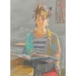 Mary Beresford Williams (1931 2003) Woman Reading signed with initials, pastel, 41cm x 30cm