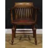 A George V Thames Valley mahogany desk chair, by W. H. Healey, High Wycombe, stamped, 79cm high,