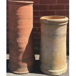 A terracotta chimney pot; another smaller (2) ***This lot is held at the old saleroom at Chequers