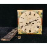 A 19th century longcase clock movement, 33cm square painted dial indistinctly inscribed, Roman