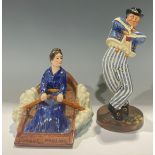 A Royal Doulton figure, The Hornpipe, HN 2161, 23cm, printed marks; a Wood and Sons figure, Grace