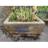 A 19th century rectangular gritstone trough, 113cm wide, 52cm high, 76cm deep ***Please note, this