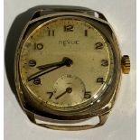 A 9ct gold Revve wristwatch, champagne dial, Arabic numerals, subsidiary seconds dial, inscribed