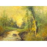 G Walters Woodland Scene with Stream signed, oil on canvas, 37cm x 49.5cm