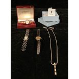 A lady's Rotary watch, boxed; a lady's Gucci watch; a lady's stainless steel DKNY watch; a