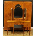 An early-mid 20th century walnut and marquetry two piece bedroom suite, by Gaylayde, comprising