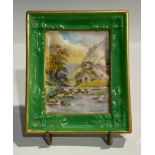 A Royal Crown Derby rectangular plaque, painted by WEJ Dean, signed, Lathkill Dale, titled to verso,