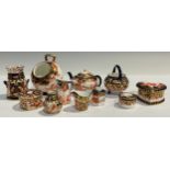 A Royal Crown Derby Imari miniature compressed ovoid 2649 pattern teapot, 5cm, printed marks, year