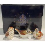 A Royal Crown Derby paperweights, Teal Duckling, Collector's Guild member's pack, gold stopper and
