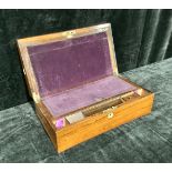 A Victorian rosewood rectangular writing box, fitted interior, c.1860