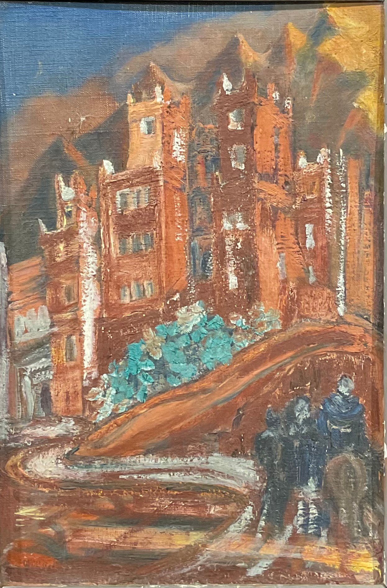 Lady Ramsey-Steel-Maitland Morollan Castle titled and signed to verso, oil on board, 45cm x 30cm