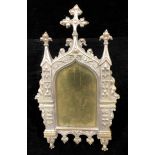 A French silver on brass Gothic ecclesiastical photograph frame, 22.5cm, c.1890