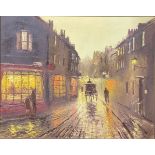 John Bampfield Lamplight Street Scene signed, dated 1979, oil on canvas, 60cm x 75cm