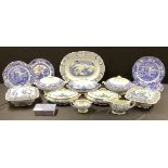 A pair of Furnivals Old Chelsea tureens and covers; others, meat plate, etc; a pair of Birchwood