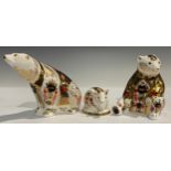 A Royal Crown Derby paperweight, Old Imari Polar Bear, designed by Sue Rowe, gold stopper, printed