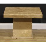 A travertine low orangery table or pedestal, 47.5cm high, 65cm square