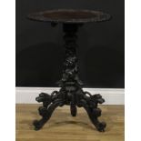 An early 20th century Anglo-Indian hardwood tripod occasional table, 74.5cm high, 54.5cm diameter