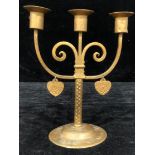 An Austrian Goberg two branch, three light candlestick, 26.5cm