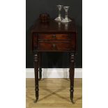 A George IV mahogany Pembroke occasional table, rounded rectangular top with fall leaves above a
