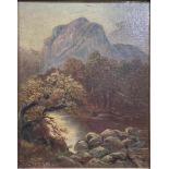 Jameson Mountainous Lake Scene signed, oil on canvas, 24.5c, x 19.5cm