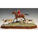 A Border Fine Arts hunting group model, Gone Away, signed D Geent, stepped wooden base, 46cm wide