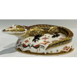 A Royal Crown Derby paperweight, Crocodile, an exclusive gold signature edition commissioned by