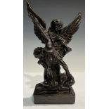 Erte (20th century), after, a dark patinated bronze, The Archangel St Michael, signed in the